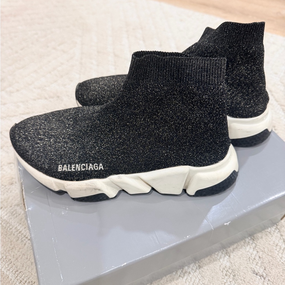 Balenciaga Women Glitter Black Sock Sneakers